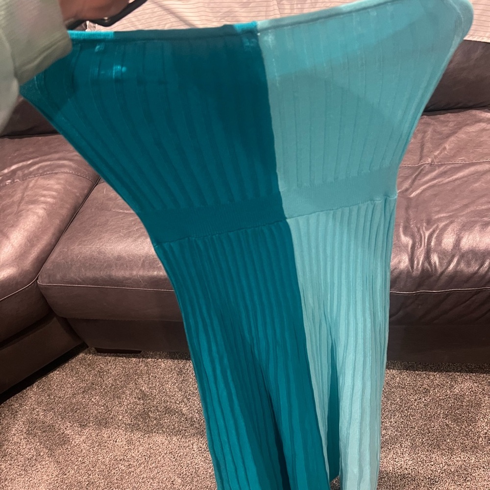 Maripe Two-Tone Teal and Light Blue Maxi Dress